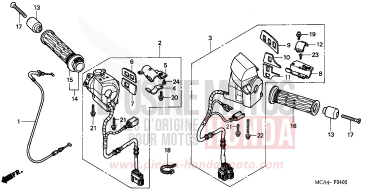 CONTACTEUR DE POIGNEE (GL1800A1/A2/A3) de Gold Wing DURANGO RED METALLIC (R274) 2003